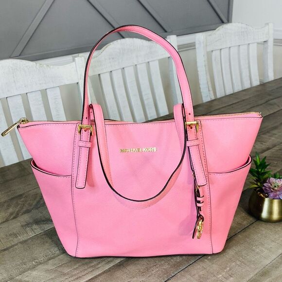 Michael Kors Charlotte Large Top Zip Tote Tea Rose - Picture 3 of 13